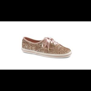 Kate spade keds rose gold glitter tennis shoes